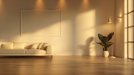 Wall Mural - Modern living room with illuminated wall