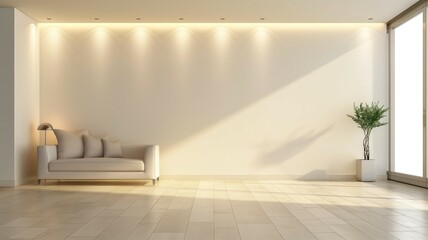 Sticker - Modern living room with illuminated wall