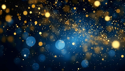 Wall Mural - Abstract texture blue and gold bokeh lights background
Blue and gold de-focused light background Textured blue and gold bokeh wallpaper Dreamy blue and gold bokeh design element
