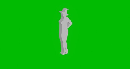 Poster - Animation of rotation of a white sexy witch symbol with shadow. Simple and complex rotation. Seamless looped 4k animation on green chroma key background
