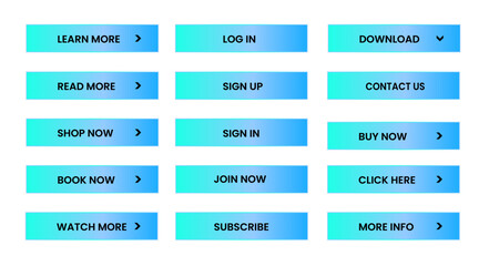 Wall Mural - Web apps Buttons set. sky blue shiny reflected. Vector EPS 10