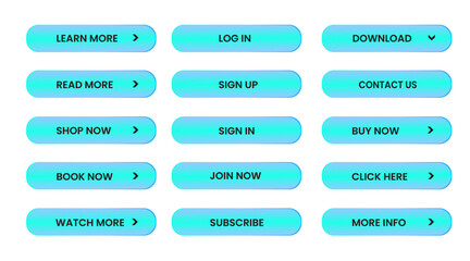 Wall Mural - Web apps Buttons set. sky blue shiny reflected. Vector EPS 10