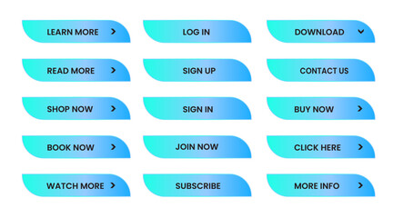 Wall Mural - Web apps Buttons set. sky blue shiny reflected. Vector EPS 10