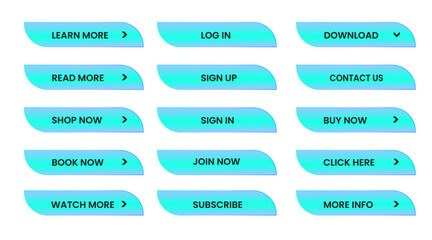 Wall Mural - Web apps Buttons set. sky blue shiny reflected. Vector EPS 10