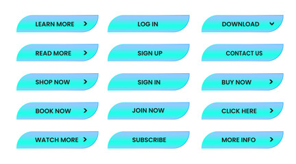 Web apps Buttons set. sky blue shiny reflected. Vector EPS 10