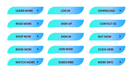 Wall Mural - Web apps Buttons set. sky blue shiny reflected. Vector EPS 10