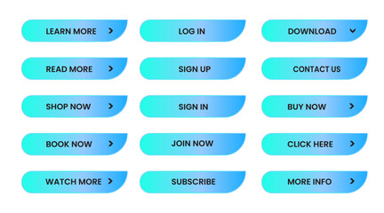 Wall Mural - Web apps Buttons set. sky blue shiny reflected. Vector EPS 10