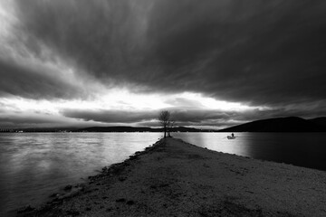 Wall Mural - storm clouds over the river