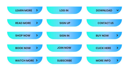 Wall Mural - Web apps Buttons set. sky blue shiny reflected. Vector EPS 10