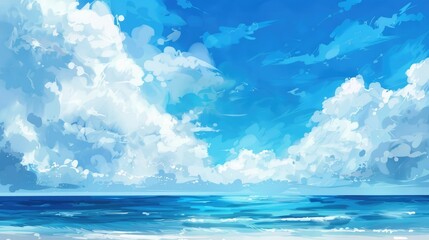Sticker - Background of a blue sky and sea in summer landscape