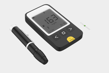 portable hemoglobin meter with hemoglobin strips. 3d illustration