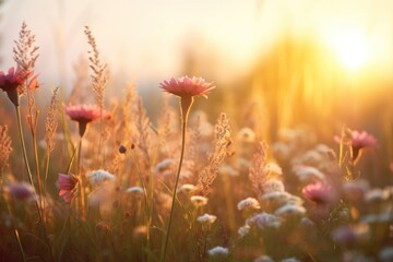 Sticker - Field meadow flower nature backgrounds.