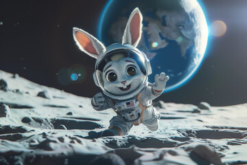 Wall Mural - space rabbit, AI generated