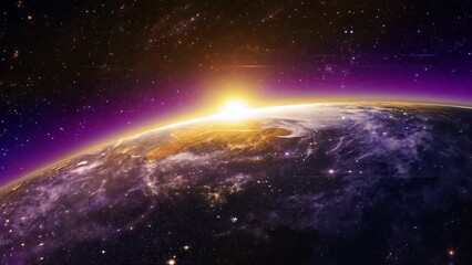 Wall Mural - majestic sunrise over planet earth from space