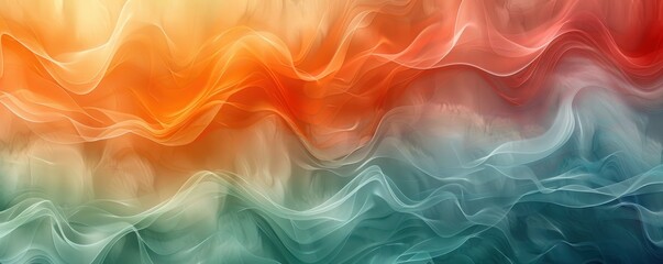 Wall Mural - Abstract Wavy Texture with Orange and Teal Tones