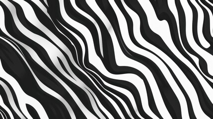 Wall Mural - Abstract Black and White Wavy Stripes Design