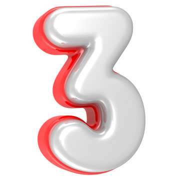 3d rendering Number 3 isolated