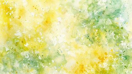 Wall Mural - watercolor background with pastel yellow and green colors, soft watercolors with dots of color