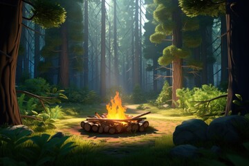 Poster - Forest fire woodland outdoors.