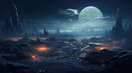 Wall Mural - illustration of the alien place from space., generative ai