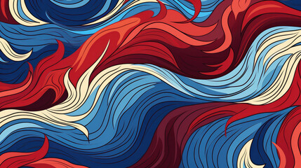 Wall Mural - Seamless abstract hand-drawn waves pattern, wavy background., generative ai