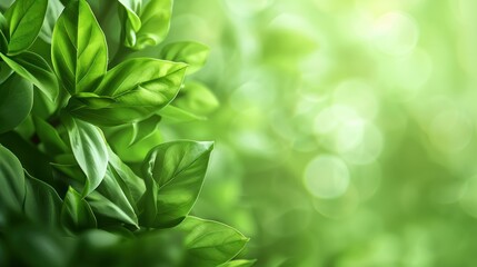 Wall Mural - Green Leaves with Bokeh Background