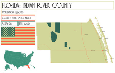 Wall Mural - Large and detailed map of Indian River County in Florida USA.