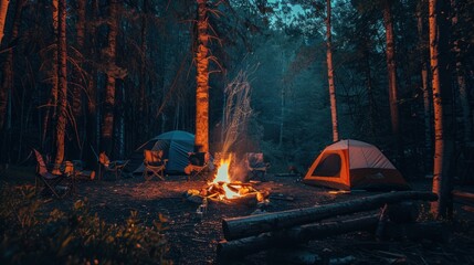 Canvas Print - Campfire in the Forest