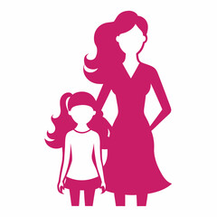 Wall Mural - a silhouette of women and her daughter solid