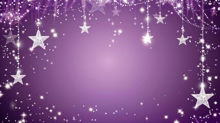 Wall Mural - Sparkling Purple Starry Night