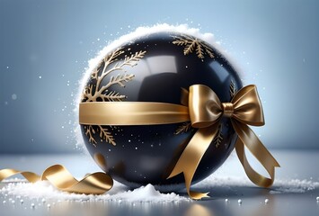 Poster - New Year greeting card, snow, New Year balls and place for text