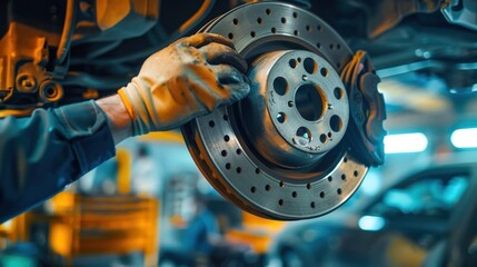 Sticker - Mechanic Working on Car Brake Disc