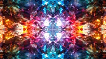 Poster - Multicolored kaleidoscope design with a unique digital pattern