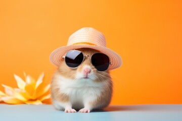 Wall Mural - Sunglasses hamster animal mammal.