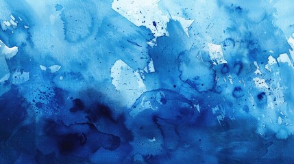 Wall Mural - Abstract blue watercolor background created by hand