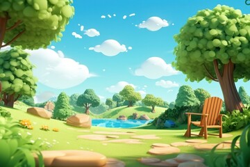 Wall Mural - Outdoors landscape cartoon nature.