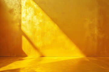 Canvas Print - Yellow wall with sunlight and shadow from the window. Abstract background. Abstract yellow wall with shadow of window and sunbeam on it