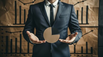 Poster - Businessman hand holding graph finance globe map