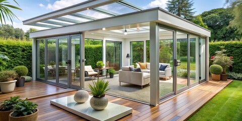 Sticker - Bright modern garden room in a beautiful house, bright, modern, garden room, house, interior, design, luxury, stylish