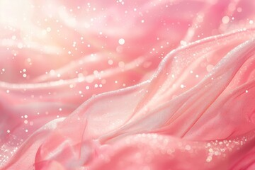 Poster - Elegant pink satin cloth with sparkling bokeh effect, perfect for backgrounds