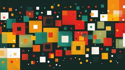 Wall Mural - Abstract Geometric Shapes Background with Colorful Squares and Circles