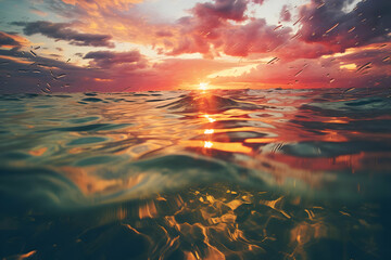 Wall Mural - Water Surface Sunset Photo