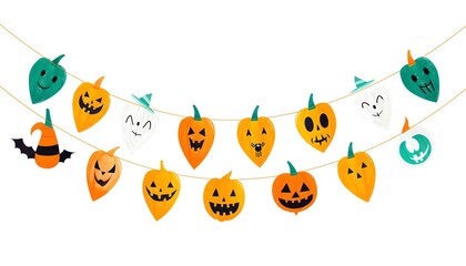 A Halloween garland, party decoration, vector design, colorful and festive, isolated on white background,