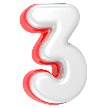3d rendering Number 3 isolated