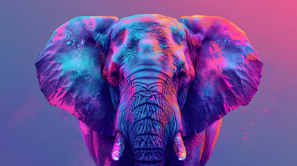 Colorful Elephant Portrait Illustration