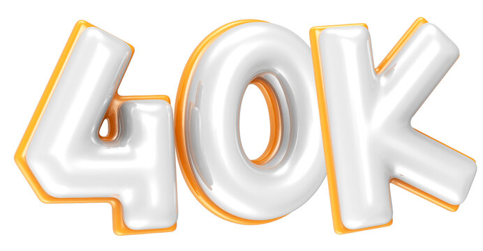 40K Follower Gold Number 3D Rendering