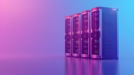 Poster - Modern data servers in a vibrant neon-lit environment, showcasing advanced technology and high-speed digital infrastructure.