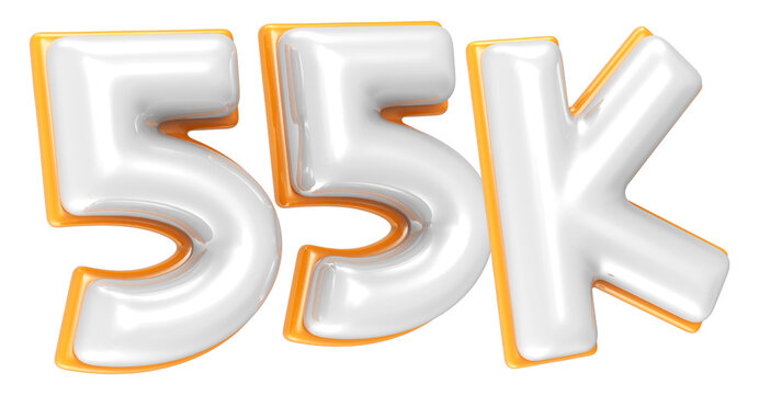 55K Follower Gold Number 3D Rendering