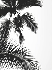 Sticker - Black and white palm leaves on a light background. Minimalism,


