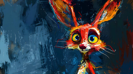 Poster - Colorful Cartoon Rabbit Illustration